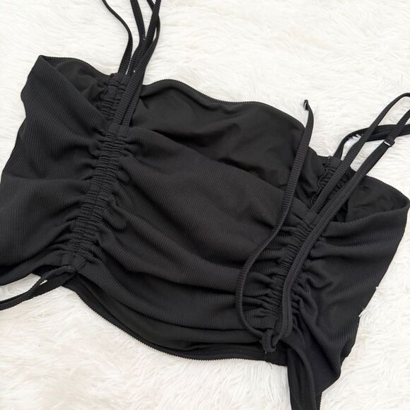 Women Aerie Ruched Camisole Cropped Top in Black Size Extra Large - Picture 2 of 6